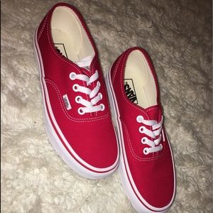 Red skateboard Vans